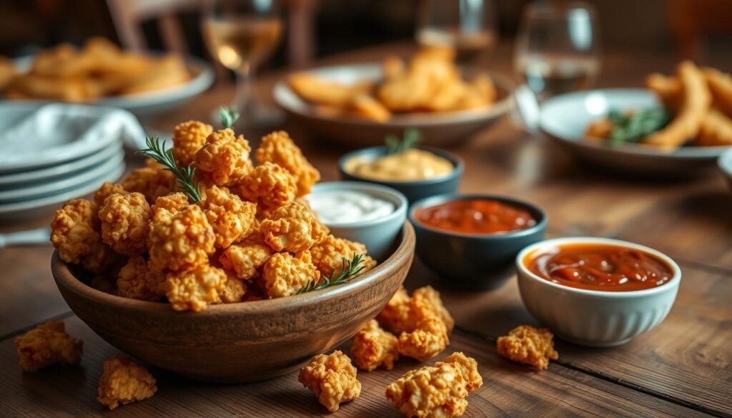 serving popcorn chicken